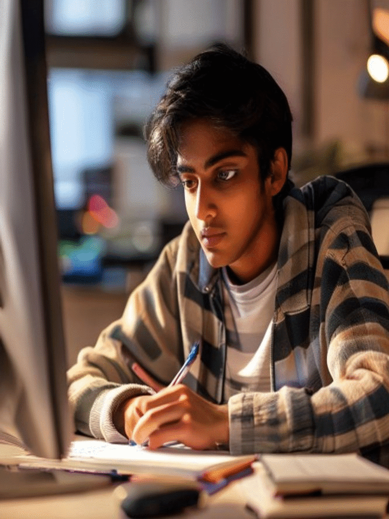 Student taking an online JIPMAT aptitude test